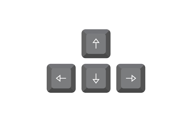 Keyboard control keys with arrow keys in isometric style