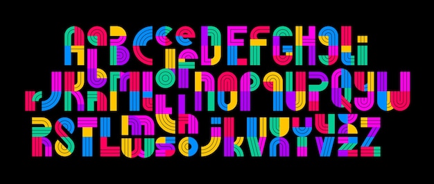 Kids alphabet colorful geometric vector font letters are easy to use for titles and logo creation uppercase and lowercase