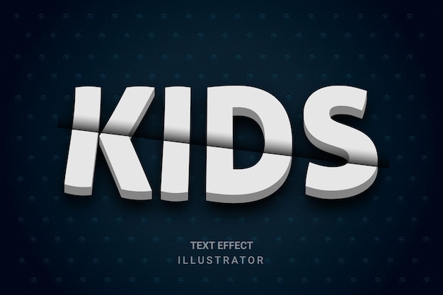 kids editable 3d text style text effect design template with dark color and light