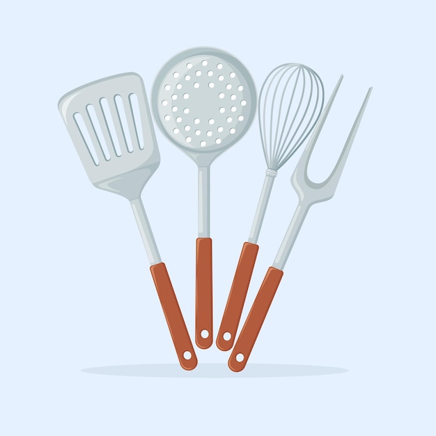 kitchen accessories isolated on blue