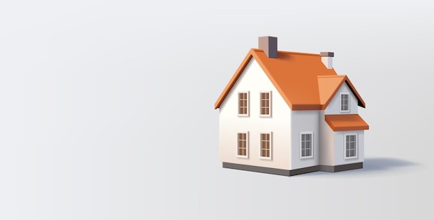 Klassisk moderne familiehusbygning-ikon i 3D-rendering boligeiendom