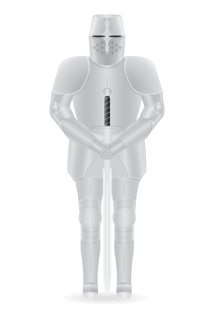 Vektor knight armor with sword.