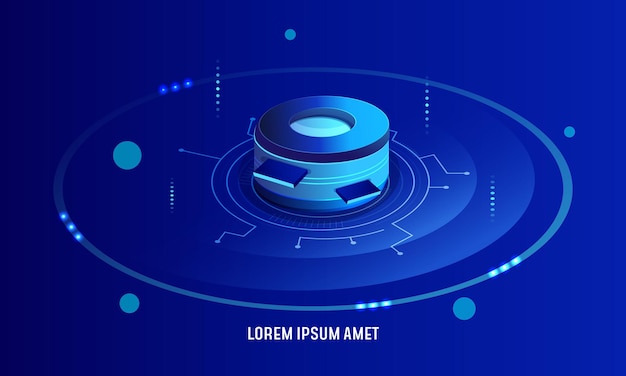 Konsept for behandling av store dataflyter, sky database, isometrisk vektor