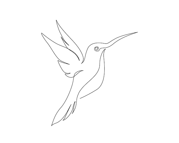Kontinuerlig strektegning av flygende kolibri