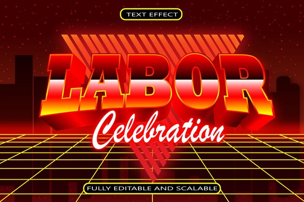 Labor Editable Text Effect 3 Dimension Emboss Retro Style
