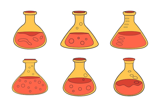 Laboratory Flask icon bundle set in silhouette style vector clip art