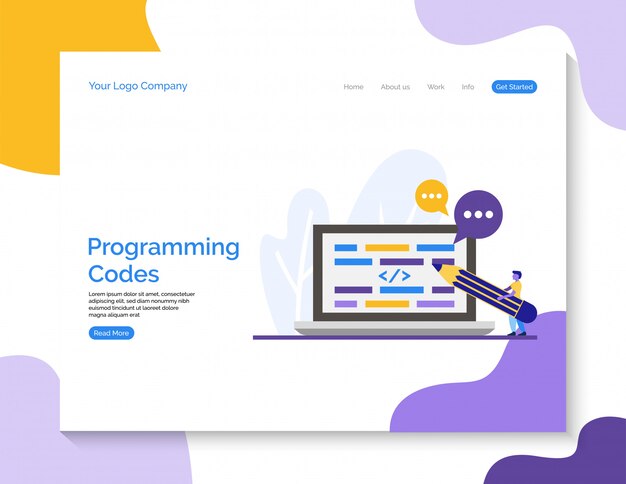 Landing page. Programming codes vector for website.