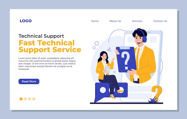 Landing page template Customer support with chatbot chat bot call center and technical help