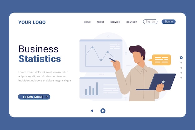Landing Page template for business team analysis and monitoring concept