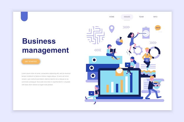 Landing page template of business management