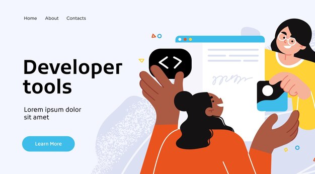 landing page template of developing computer software coding and programming