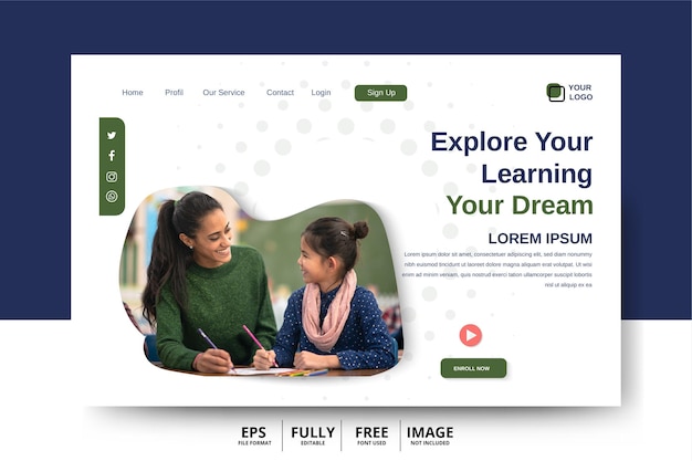 landing page template online education graduation elearning research college research back to school concept