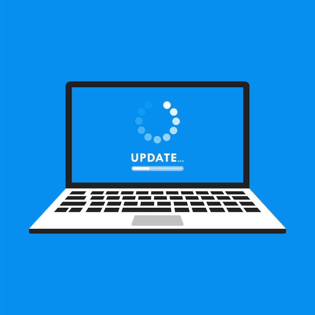 Laptop Device Update Install Screen Sign Vector Illustration