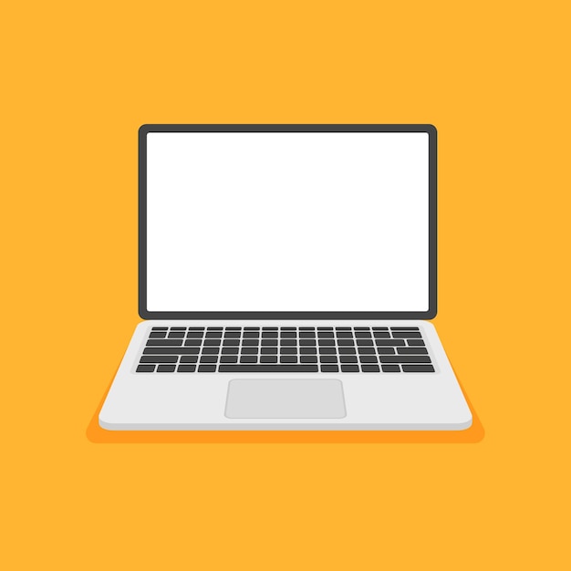 laptop front view white screen display computer mockup vector illustration in flat style isolated