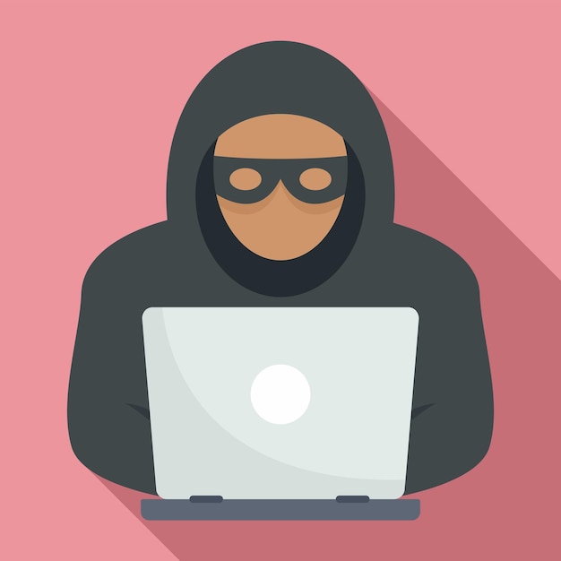 Laptop hacker icon Flat illustration of laptop hacker vector icon for web design