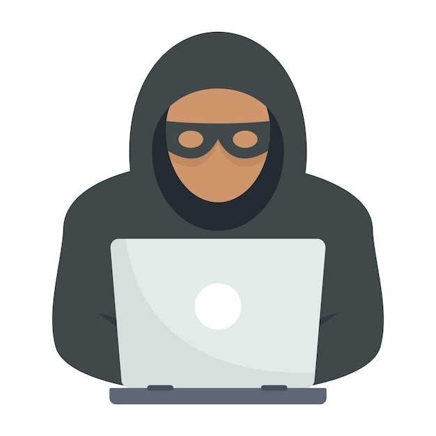 Laptop hacker icon Flat illustration of laptop hacker vector icon for web design