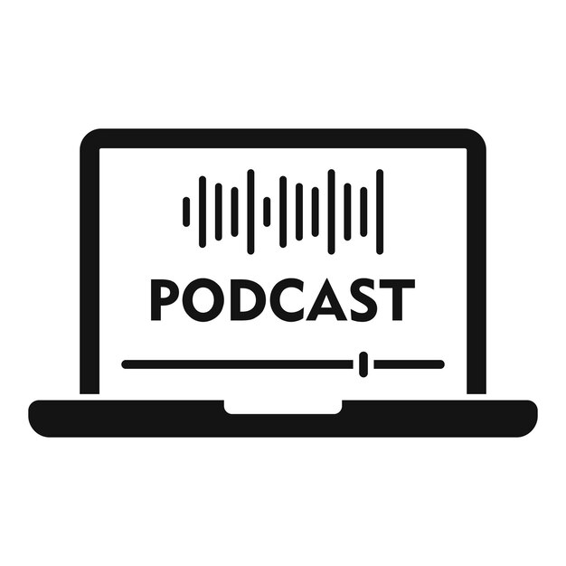 Laptop podcast icon Simple illustration of Laptop podcast vector icon for web design isolated on white background