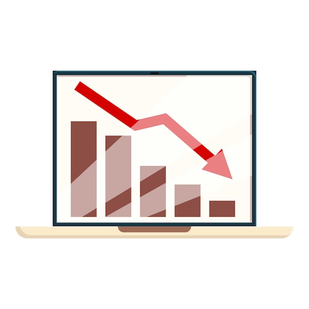 Laptop showing graph going down representing financial crisis