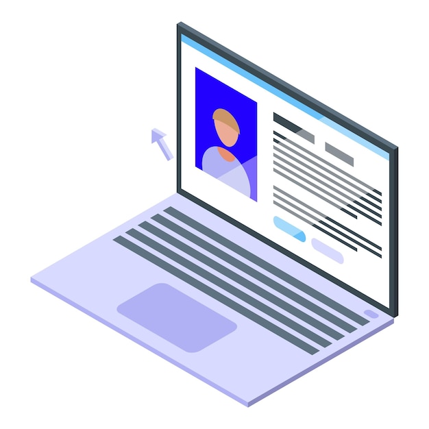 Laptop user profile icon isometric vector Internet technology Web network