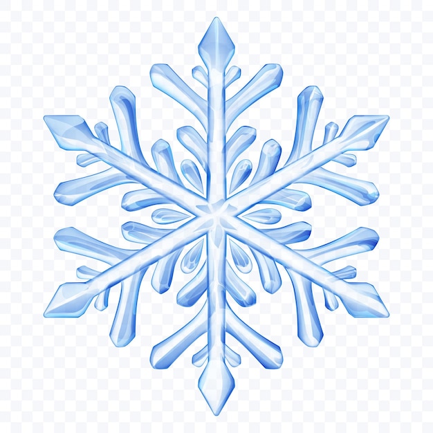 Large complex translucent beautiful Christmas snowflake in blue colors isolated on transparent background Transparency only in vector format