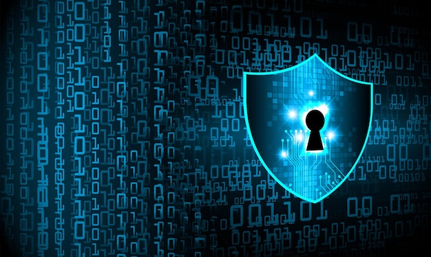 Låst hengelås på digital bakgrunn, Cyber Security