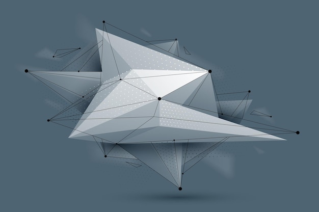 Lavmælt, abstrakt formvektor, fremtidig formdesign, polygonal kunst, dimensjonalt, geometrisk, dynamisk teknologi-tema med mesh-linjer