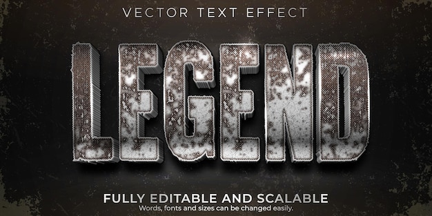 Legend text effect, editable metallic and eroded text style
