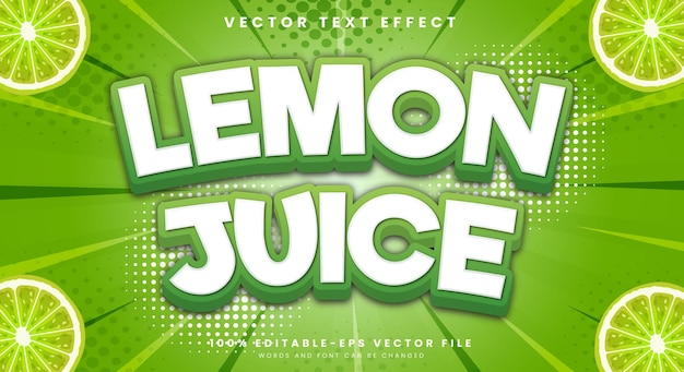 Lemon juice 3d editable text effect Template suitable for fresh fruit theme