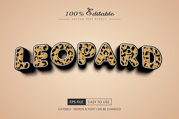 Leopard pattern text effect editable Animal lettering