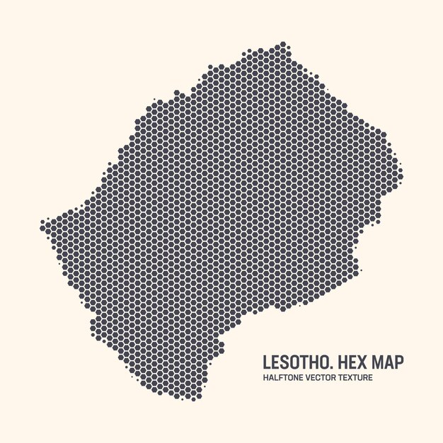 lesotho map vector hexagonal half tone pattern isolated on light background