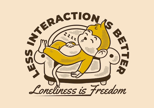 Less interaction is better Character design of monkey sleep on the sofa