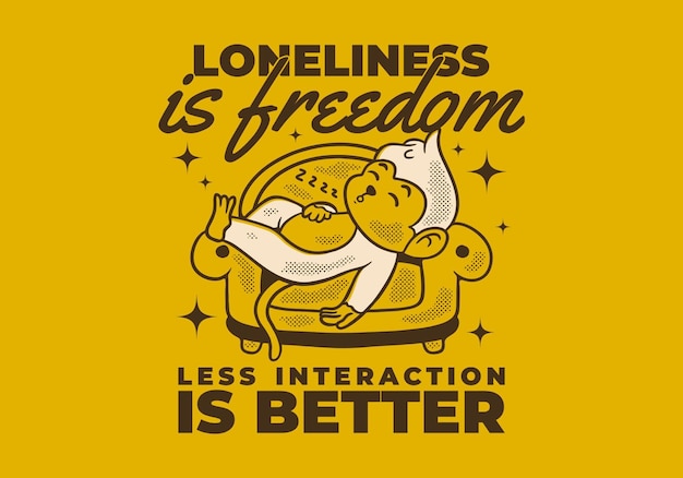Less interaction is better Character design of monkey sleep on the sofa