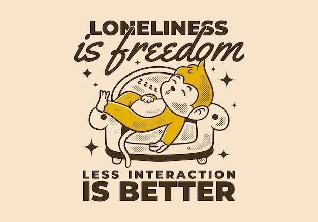 Less interaction is better Character design of monkey sleep on the sofa