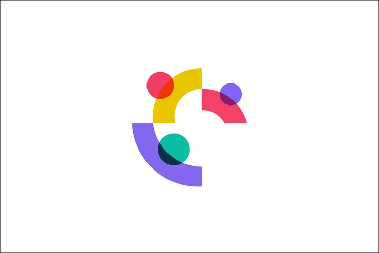Letter C abstract logo design with family combination in colorful design