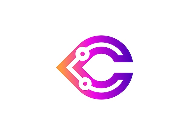 Letter C Technology vector monogram logo design template Letter C molecule Science and Biotech