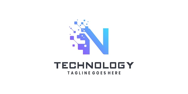 Letter N logo design for technology