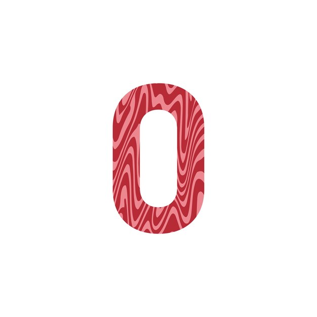 Letter O from fresh raw meat with marble Vector latin meat alphabet Red tenderloin beef meat font
