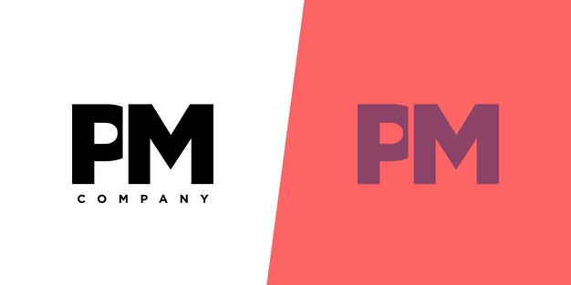 letter p and m pm logo design template minimal monogram initial based logotype
