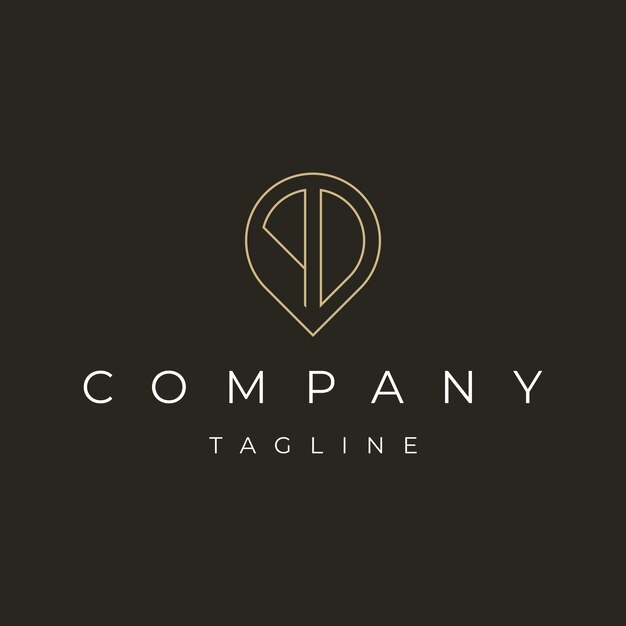 Letter PD DP initial point pin map local icon logo design vector template