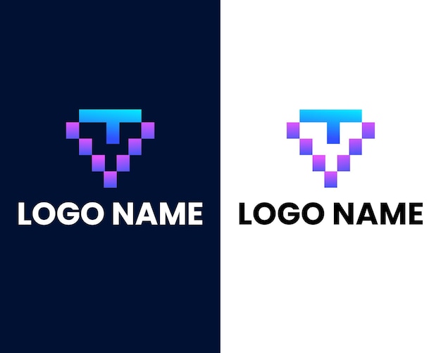 letter v and t modern logo design template