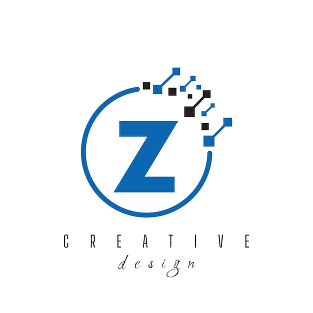 Letter Z and Pixels Initial Technology Database Information Digital Internet Storage Service