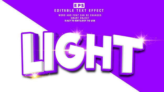 light 3d editable text effect vector with background