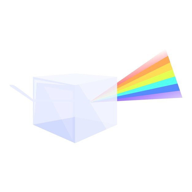 light beam refracting through glass cube creating rainbow prism effect