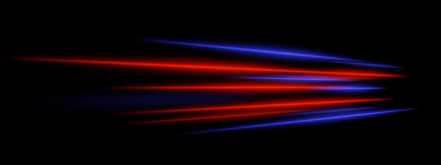 Light beam Straight glowing lines in red and blue on black background Fast movement speed concept motion blur futuristic laser digital stream