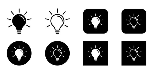 light bulb icon set idea and creativity sign icon fill and stroke vector illustration