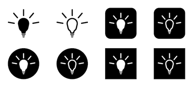 light bulb icon set idea and creativity sign icon fill and stroke vector illustration