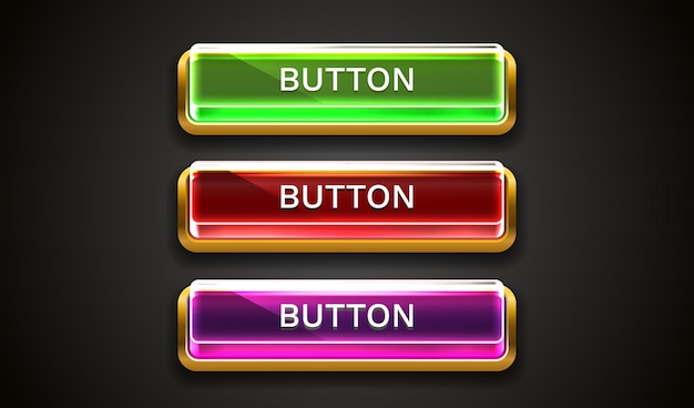 Light button frame label event bar casino gold buttons with color vector illustration