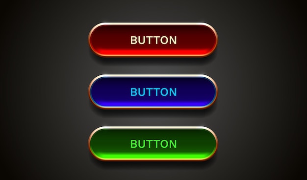 Light button frame label event bar casino gold buttons with color vector illustration