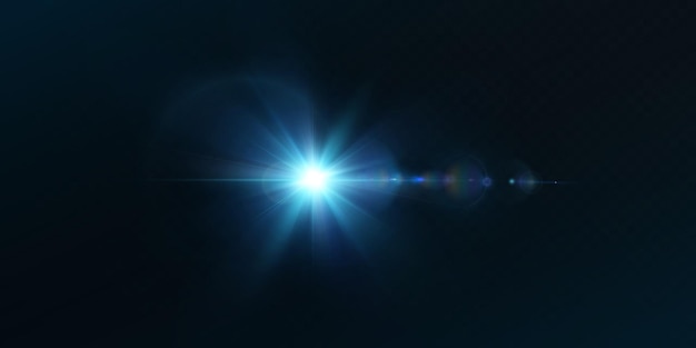 Light effect of blue glowing light Solar flare Glow effect Starbursts with twinkling highlights