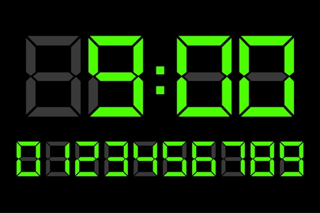 light green digital led numbers digital clock number set vector illustration eps 10 stock image